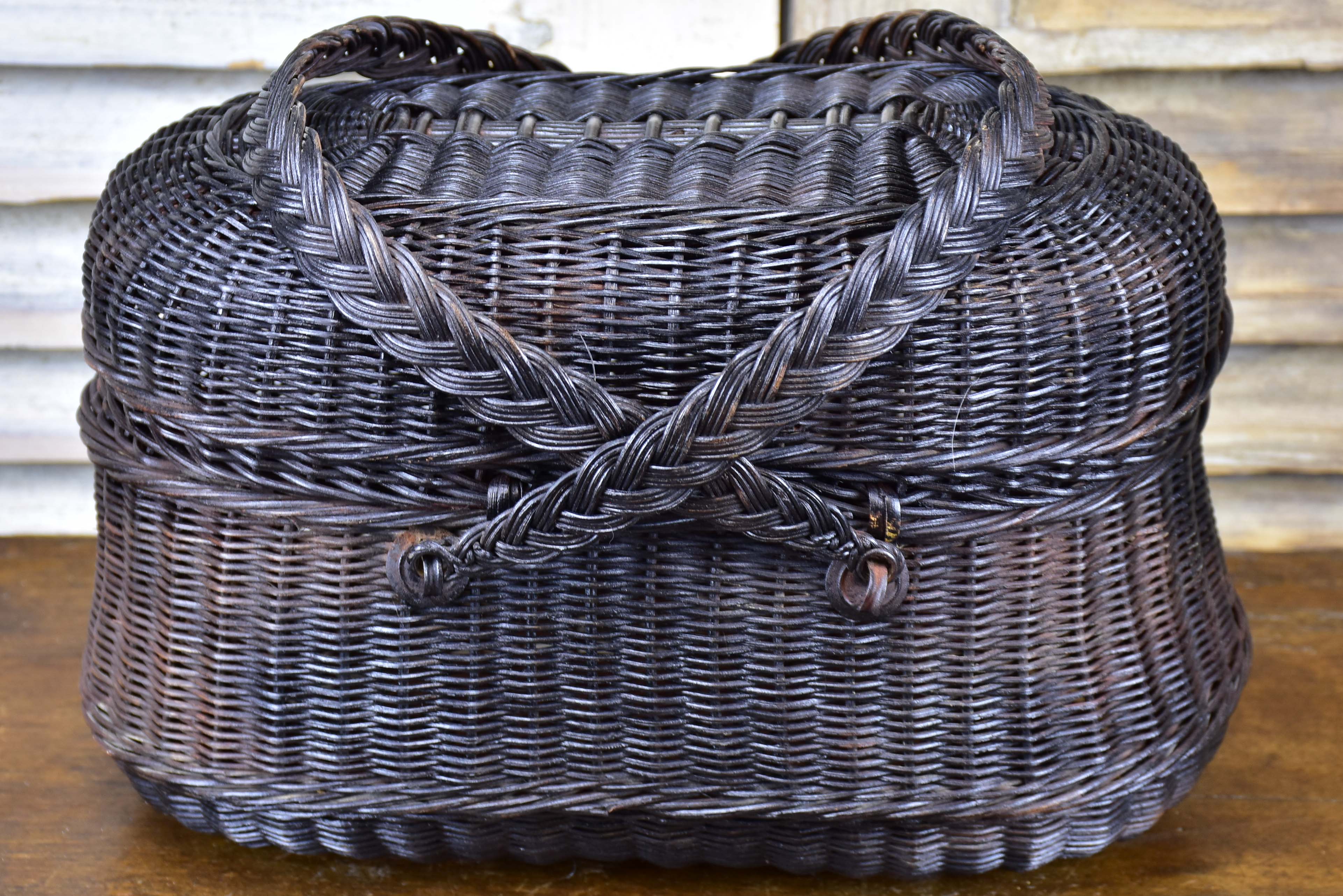 Late 19th century market basket - black wicker