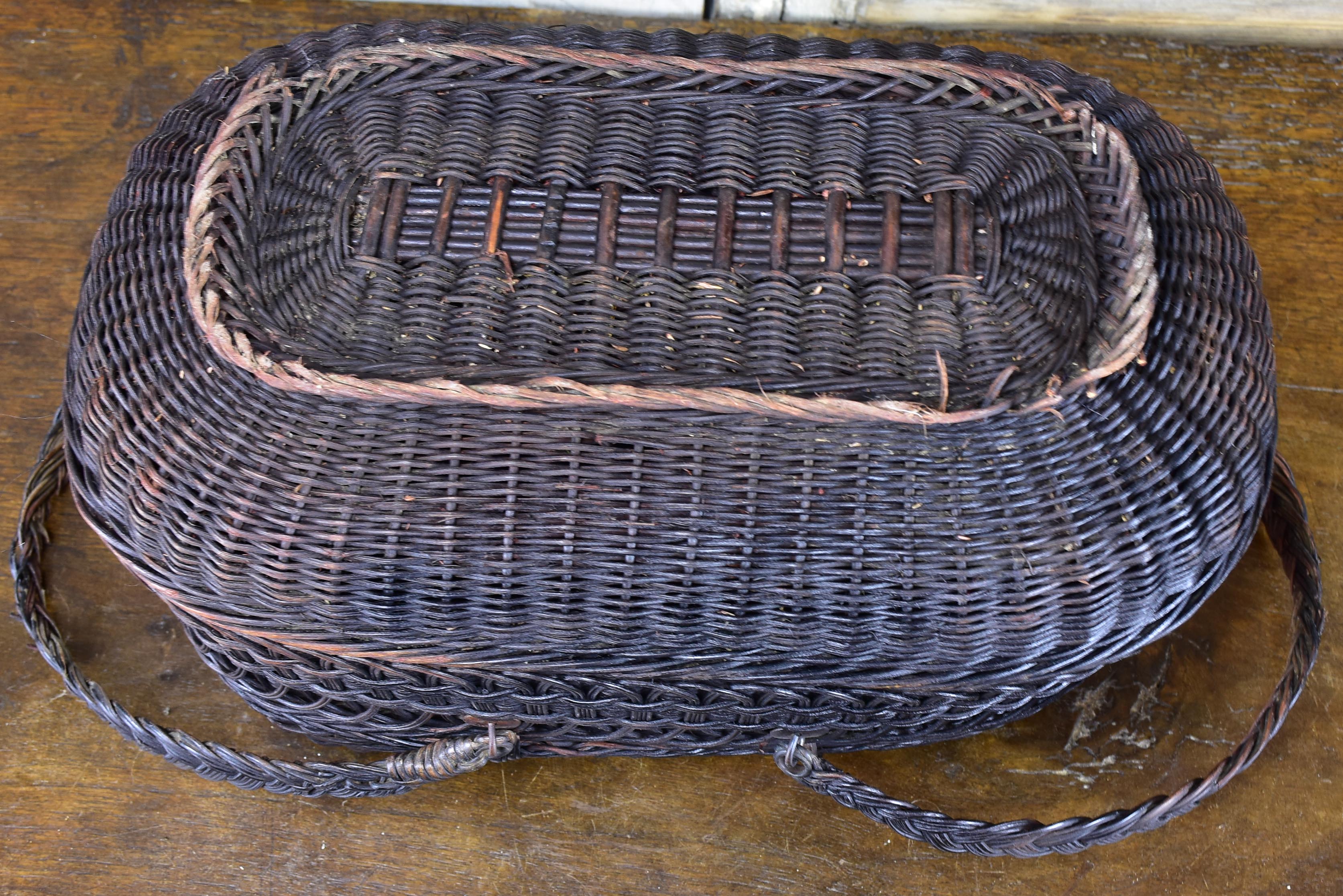 Large late 19th century market basket - black wicker