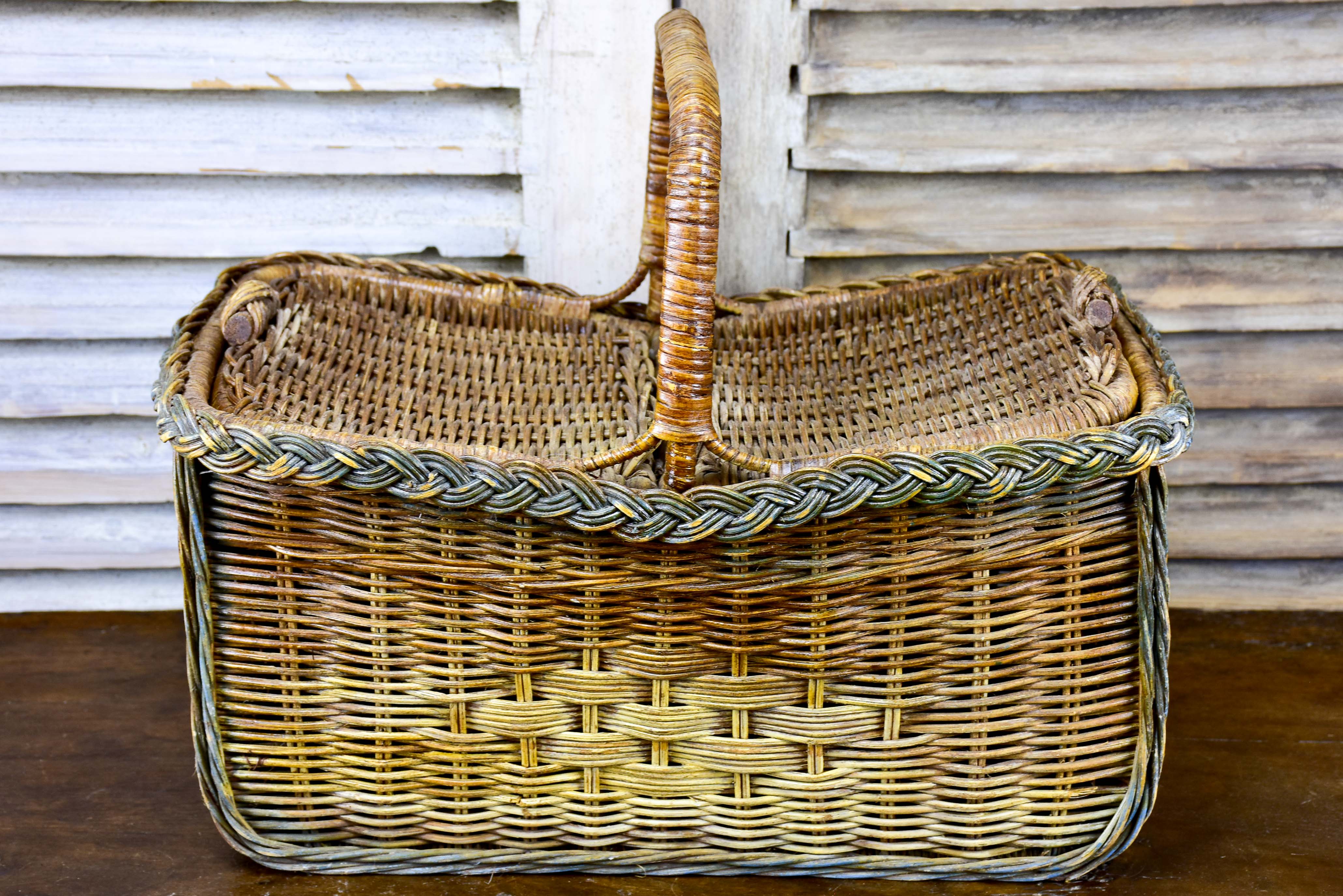 Antique French basket with flowers