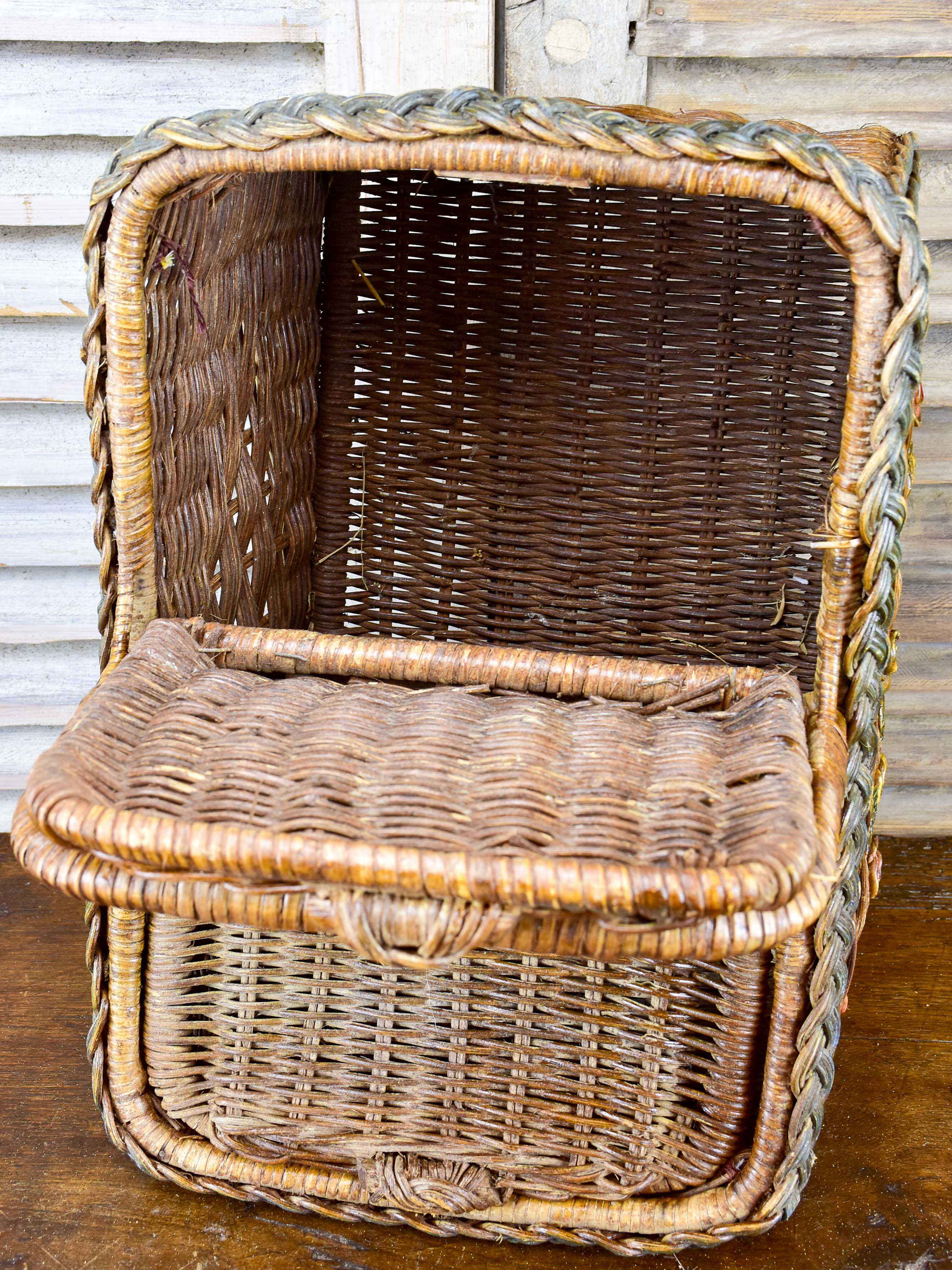 Antique French basket with flowers