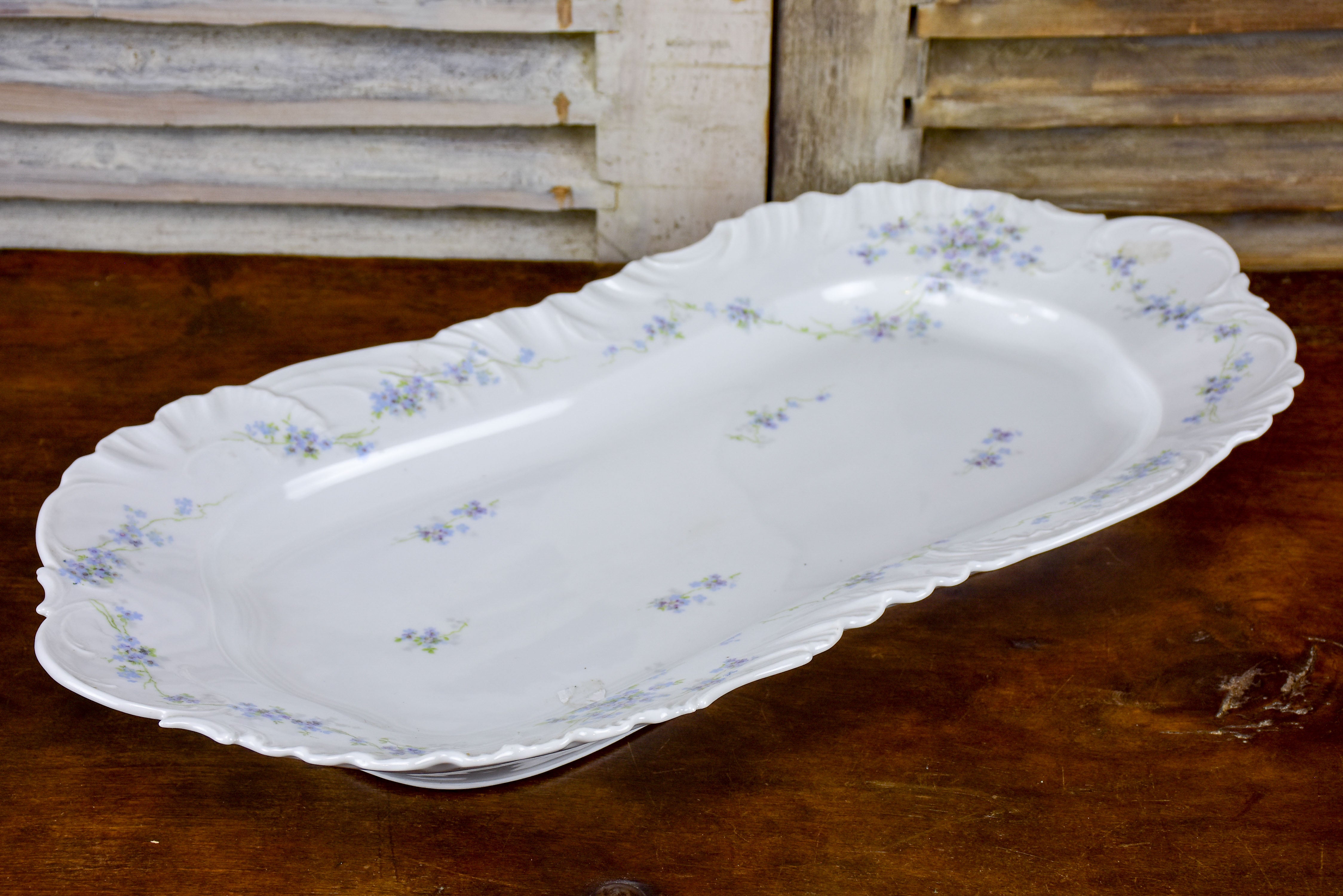 Large antique Limoges platter with flowers