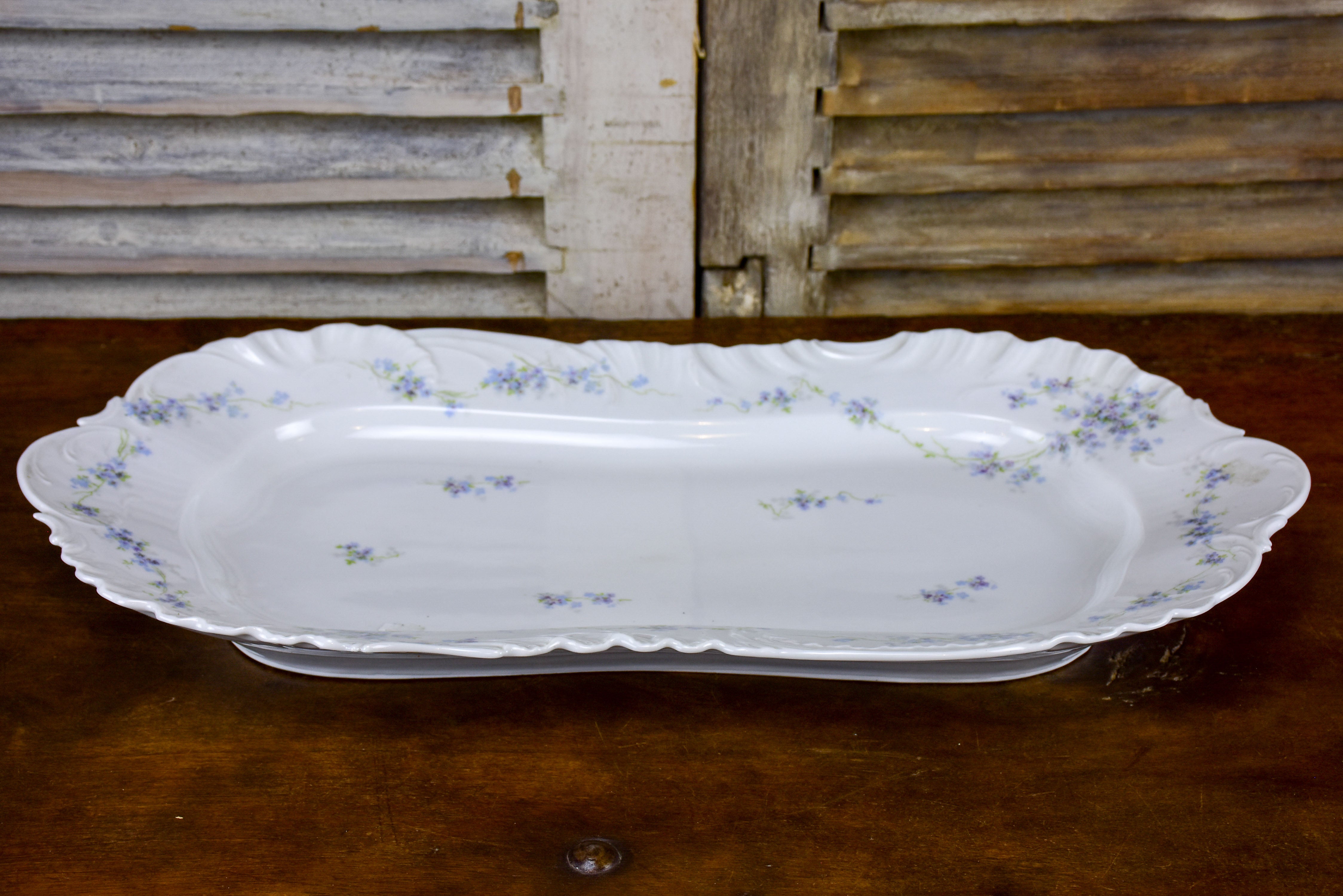 Large antique Limoges platter with flowers