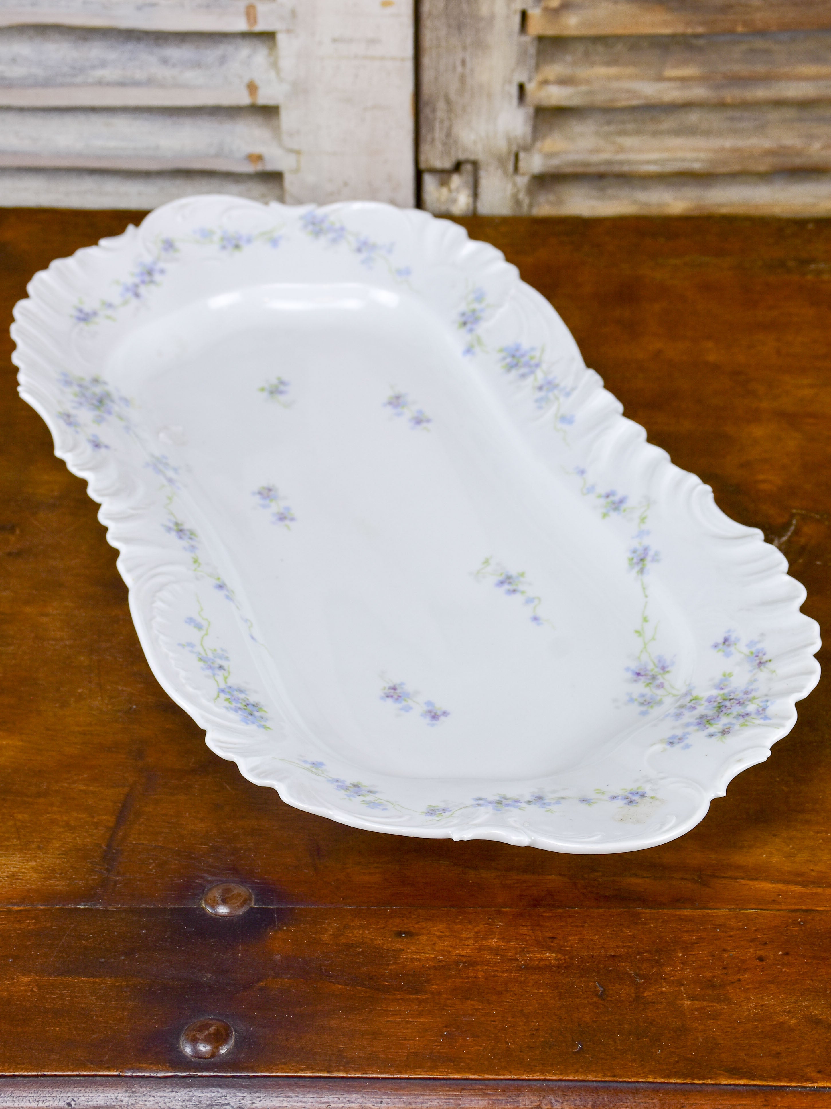 Large antique Limoges platter with flowers