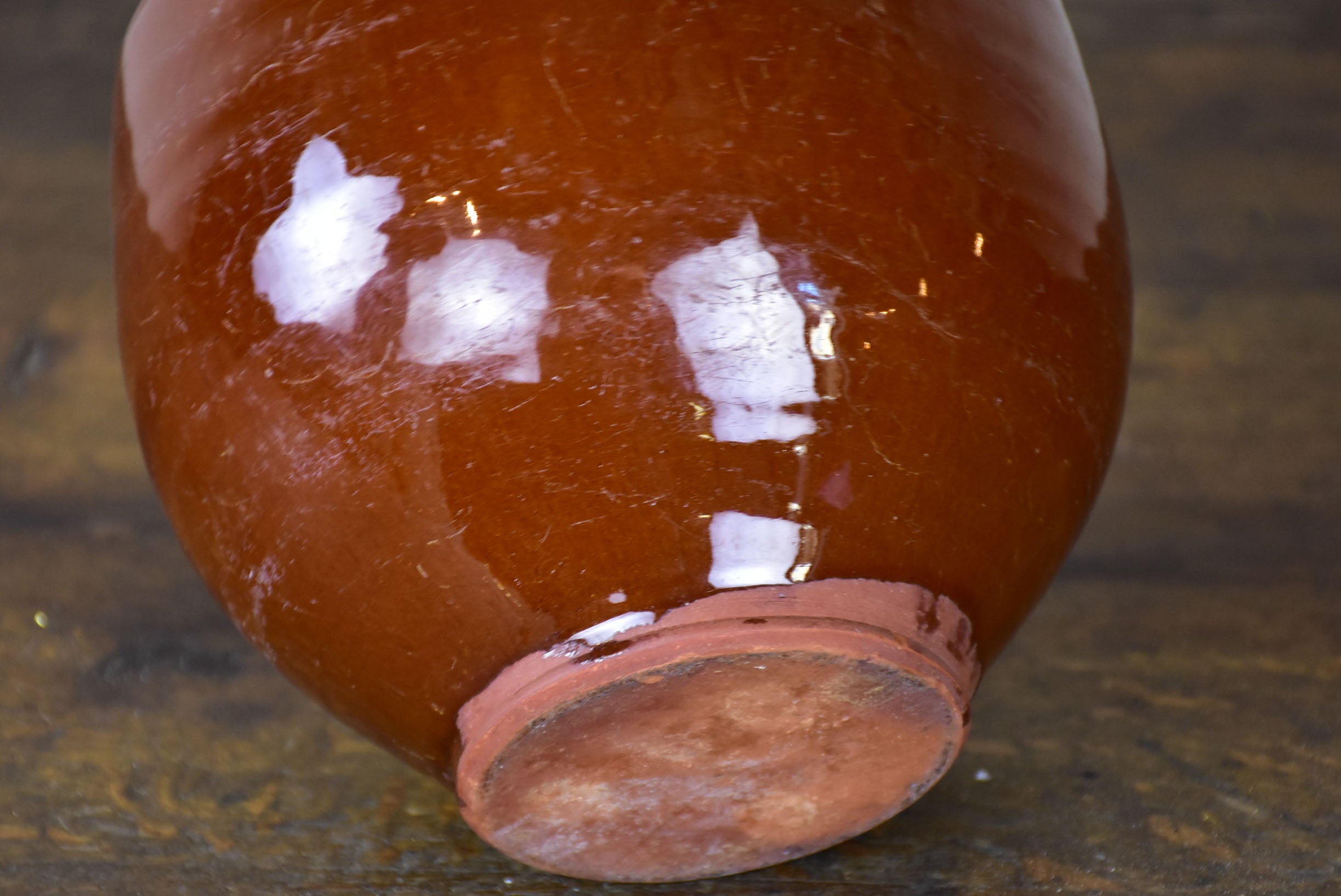 Vintage French confit pot with unusual brown glaze 8”