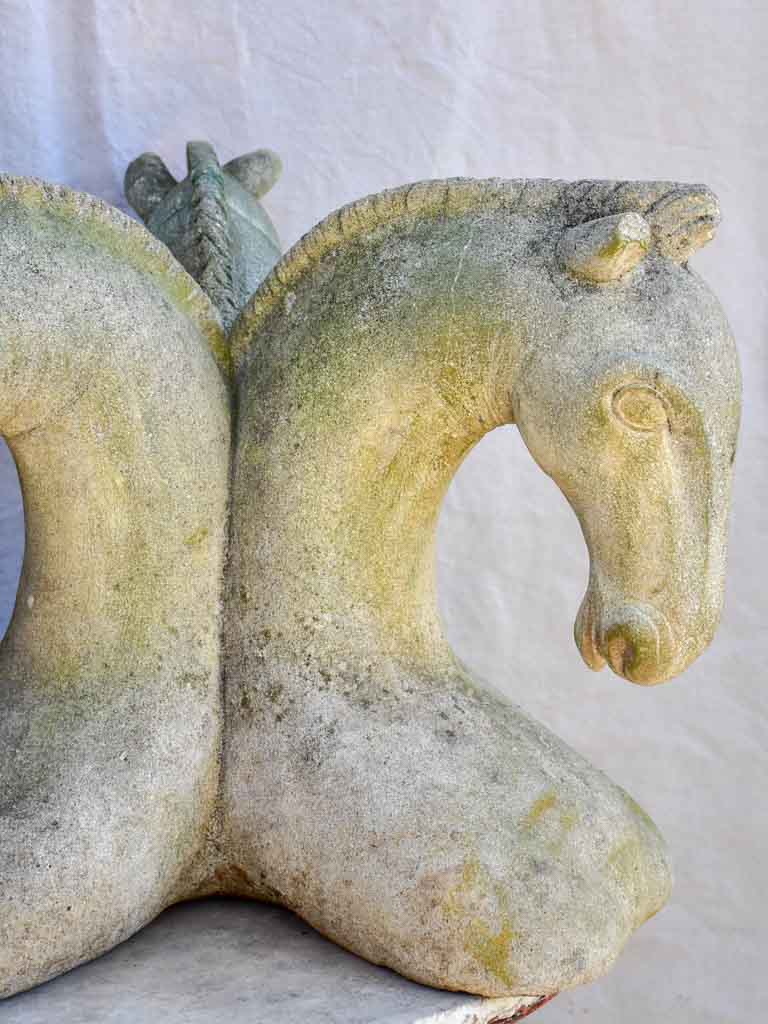 Unusual cement horse sculpture - three heads