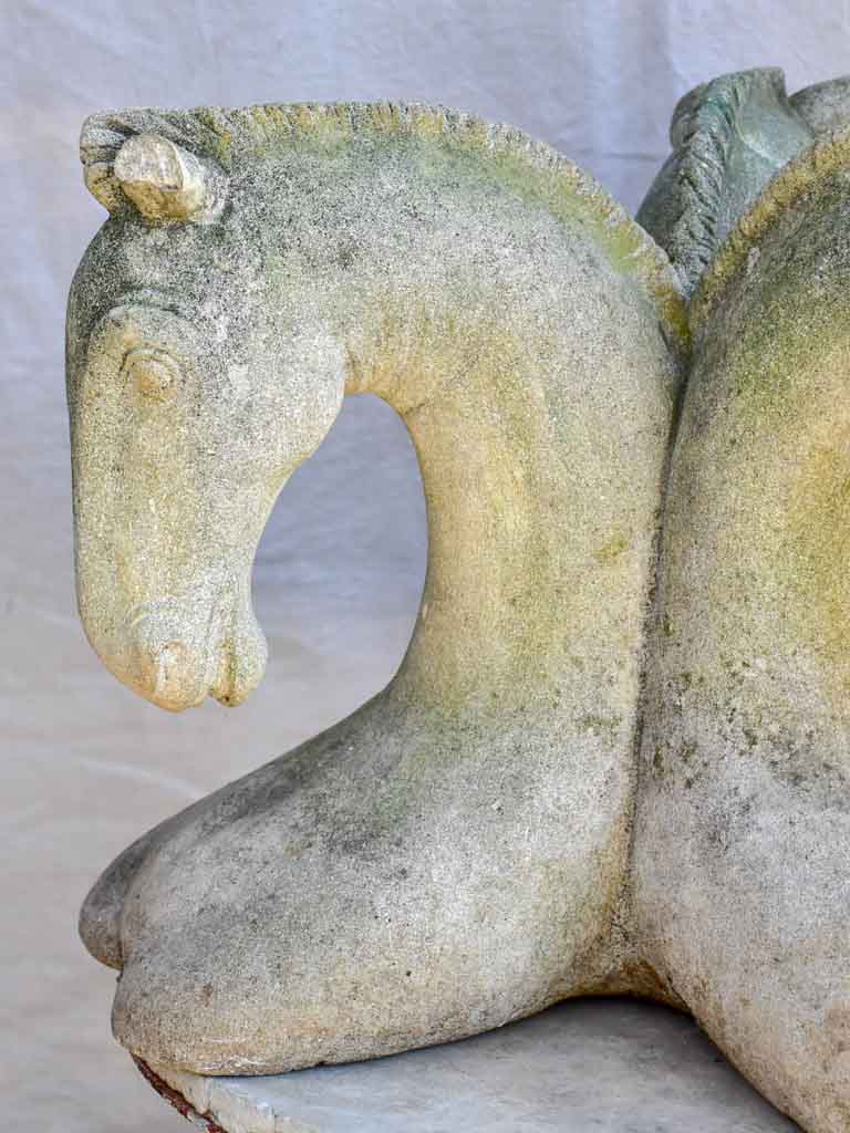 Unusual cement horse sculpture - three heads