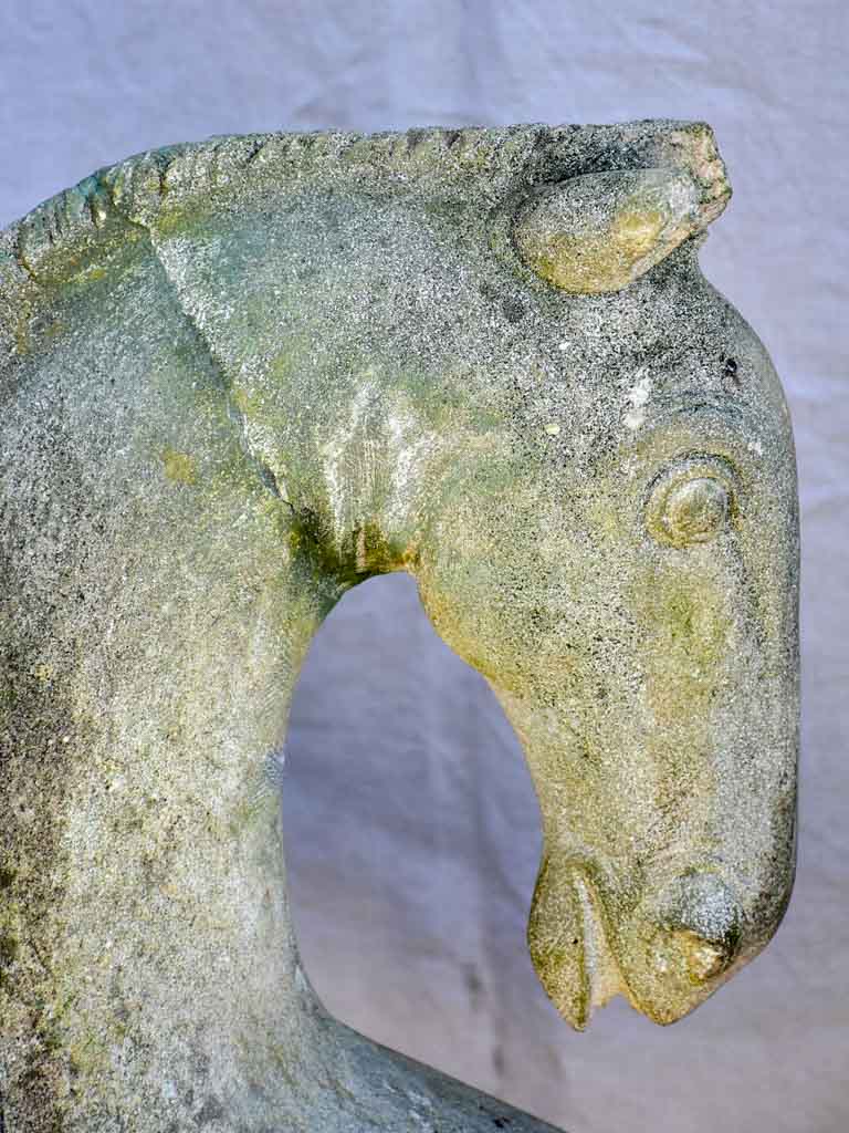 Unusual cement horse sculpture - three heads