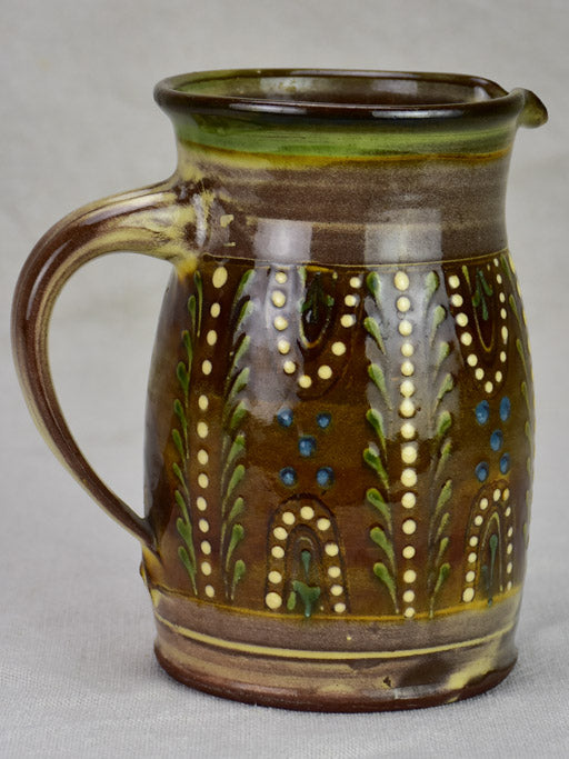 Mid century French glazed Mediterranean pitcher - branded Cailar