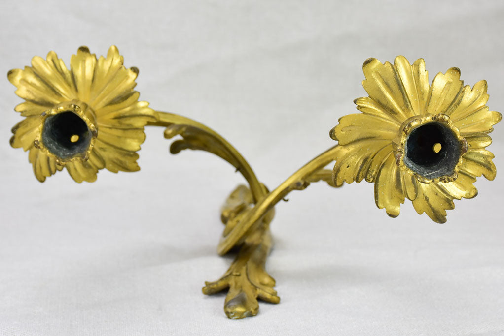 Pair of antique French bronze appliques with two lights 17¼"