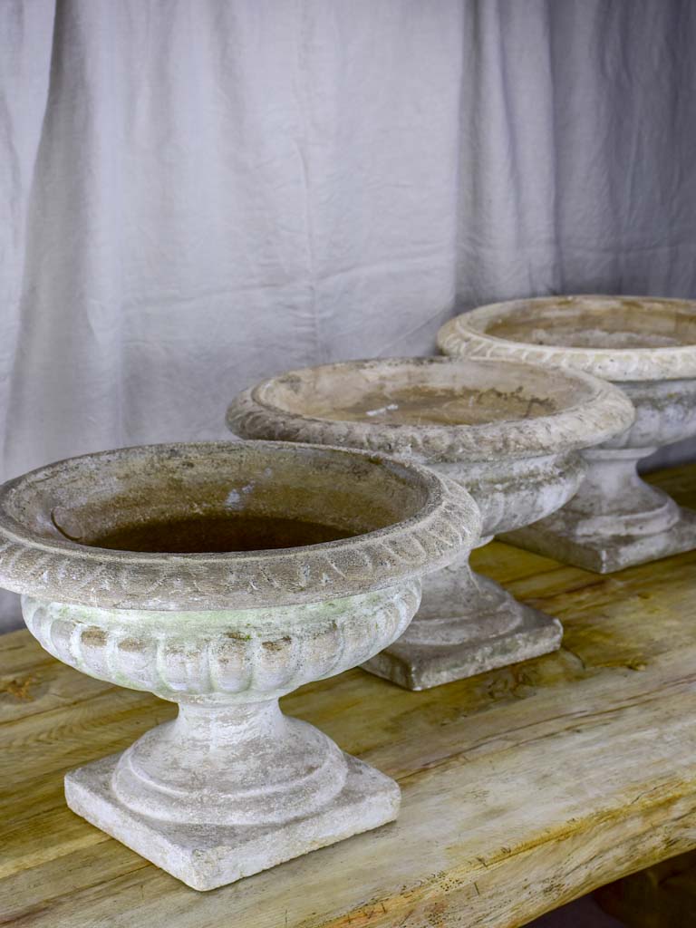 Three French Medici urns - reconstituted stone