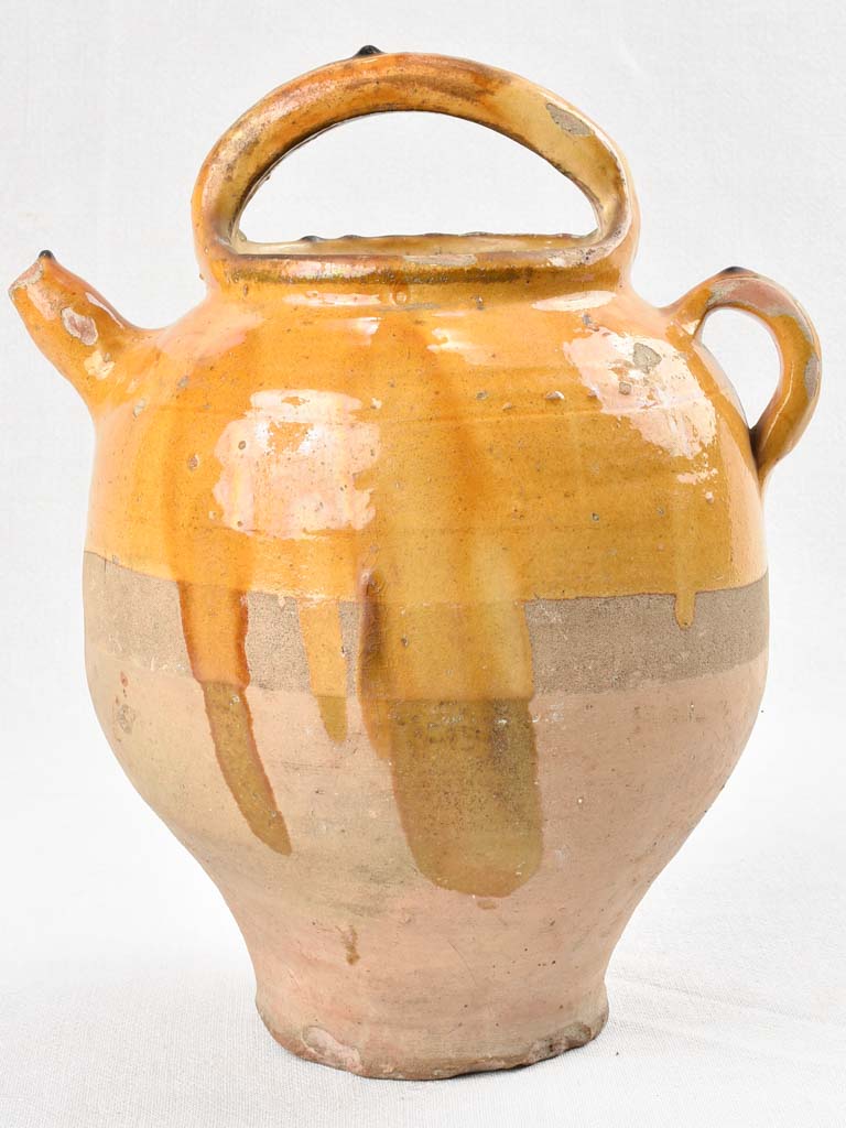 Rustic Ocher Dripped Ceramic Water Pitcher