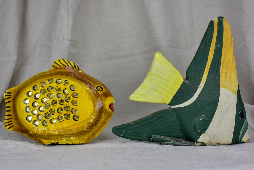 Three mid-century papier mâché fish