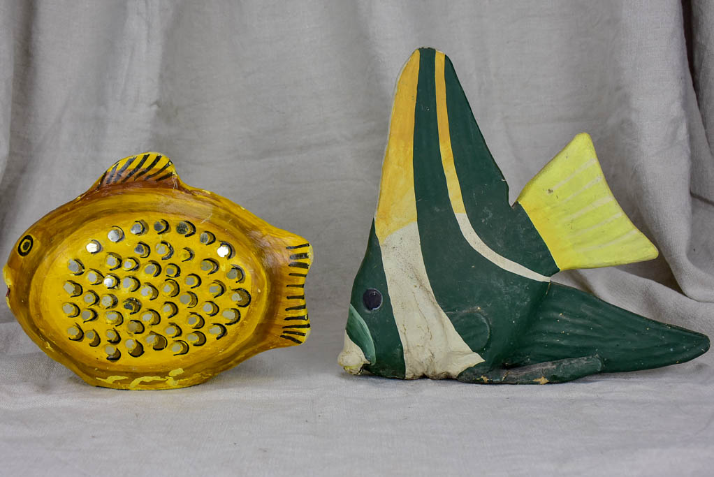 Three mid-century papier mâché fish