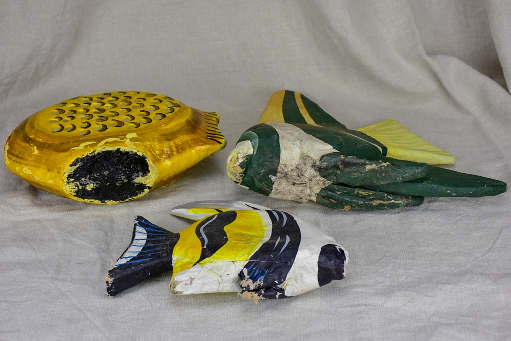 Three mid-century papier mâché fish