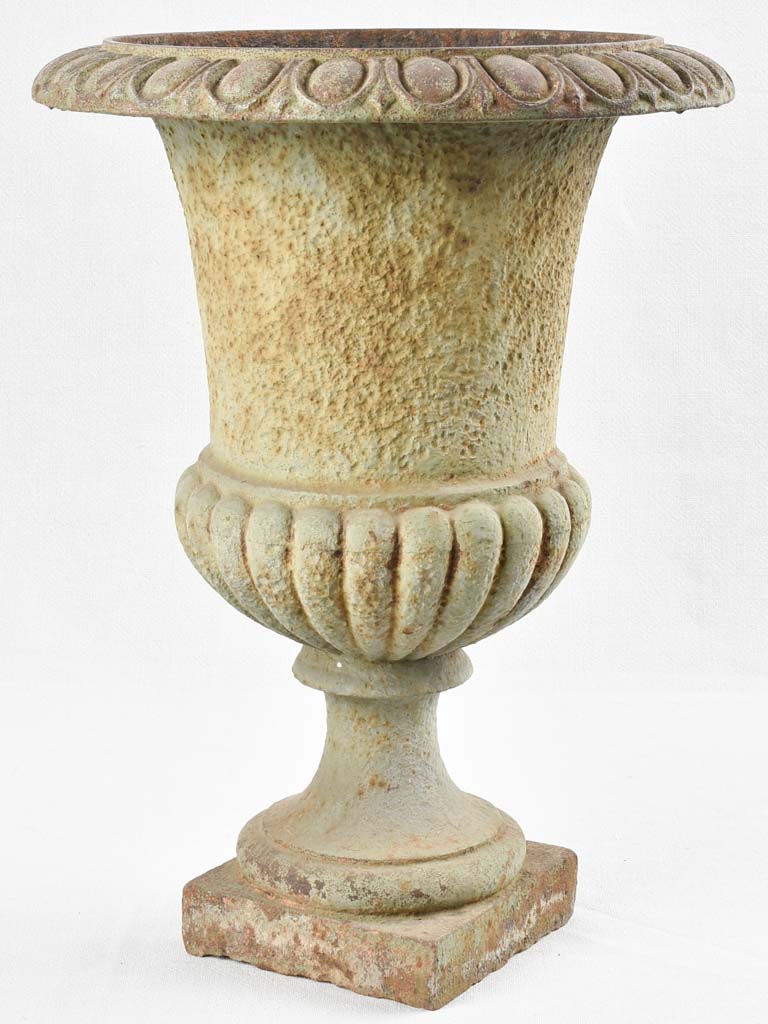 Single antique Medici urn- sage green patina 19¾"