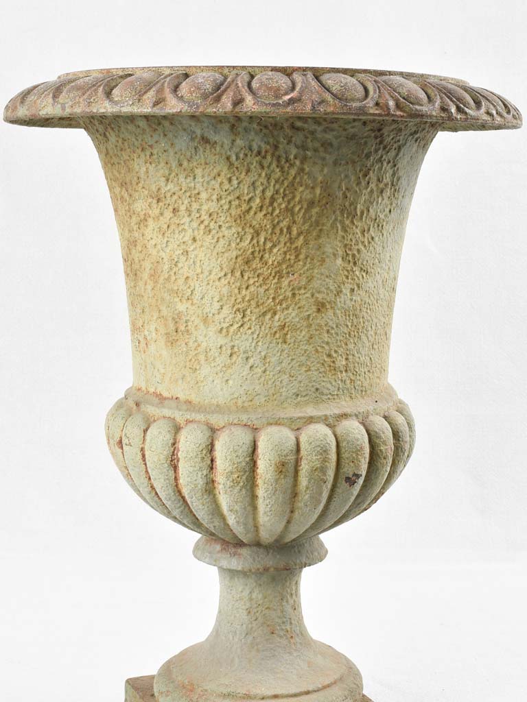 Single antique Medici urn- sage green patina 19¾"