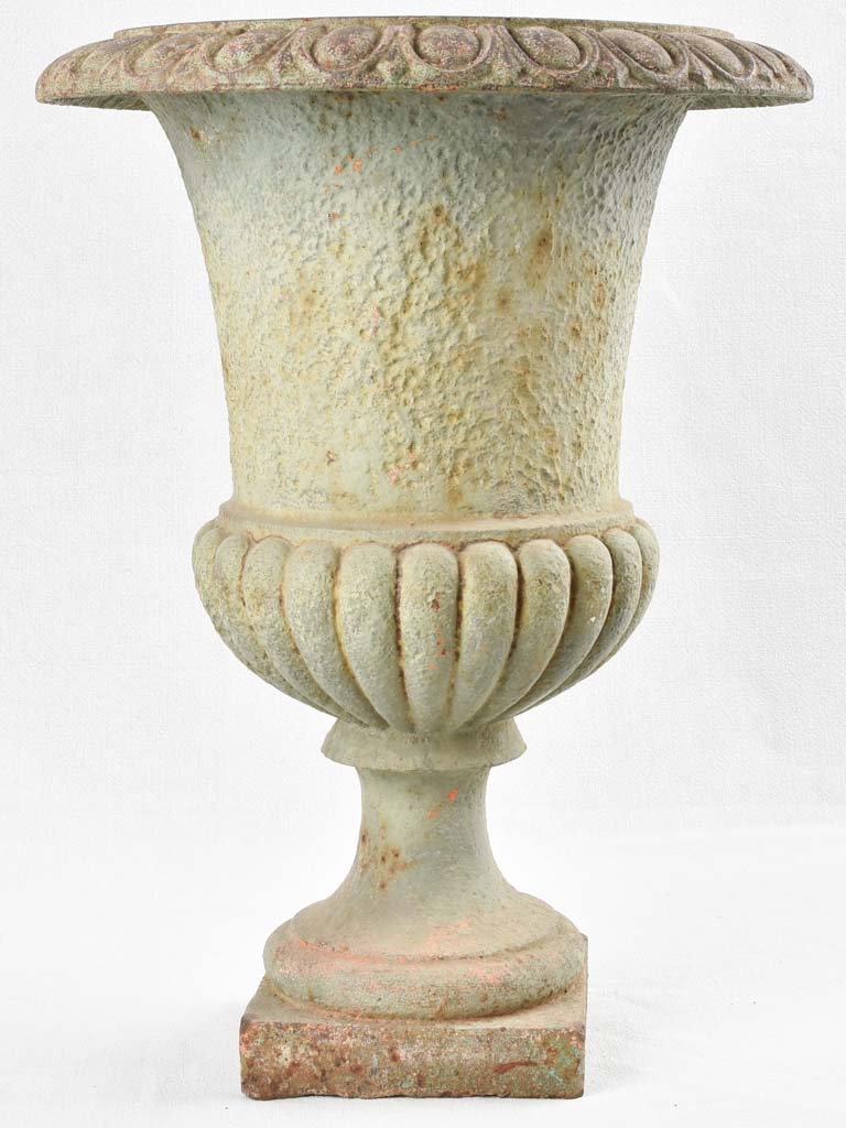 Single antique Medici urn- sage green patina 19¾"