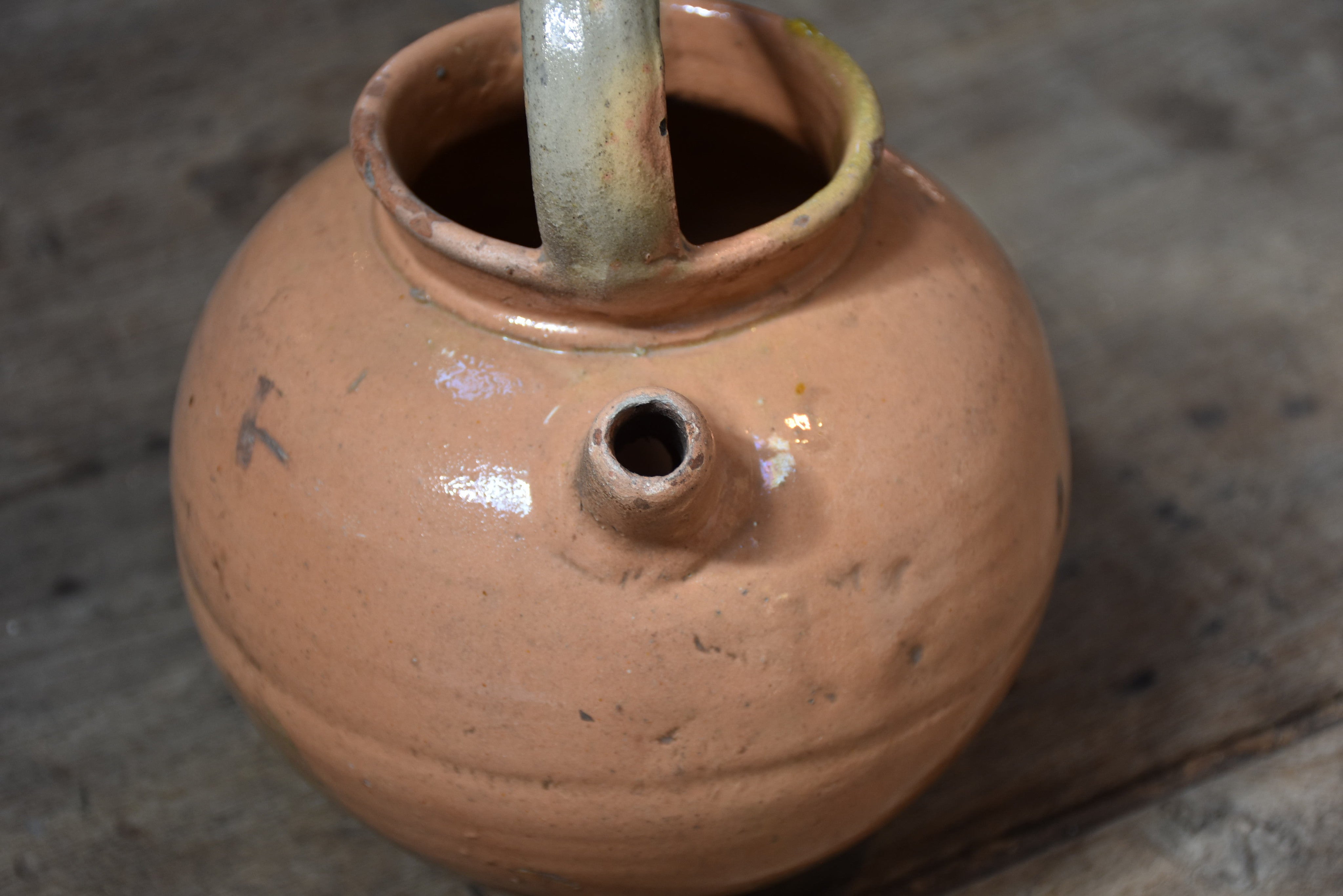 Water jug, ceramic ocher glaze, 19th-century, Uzès