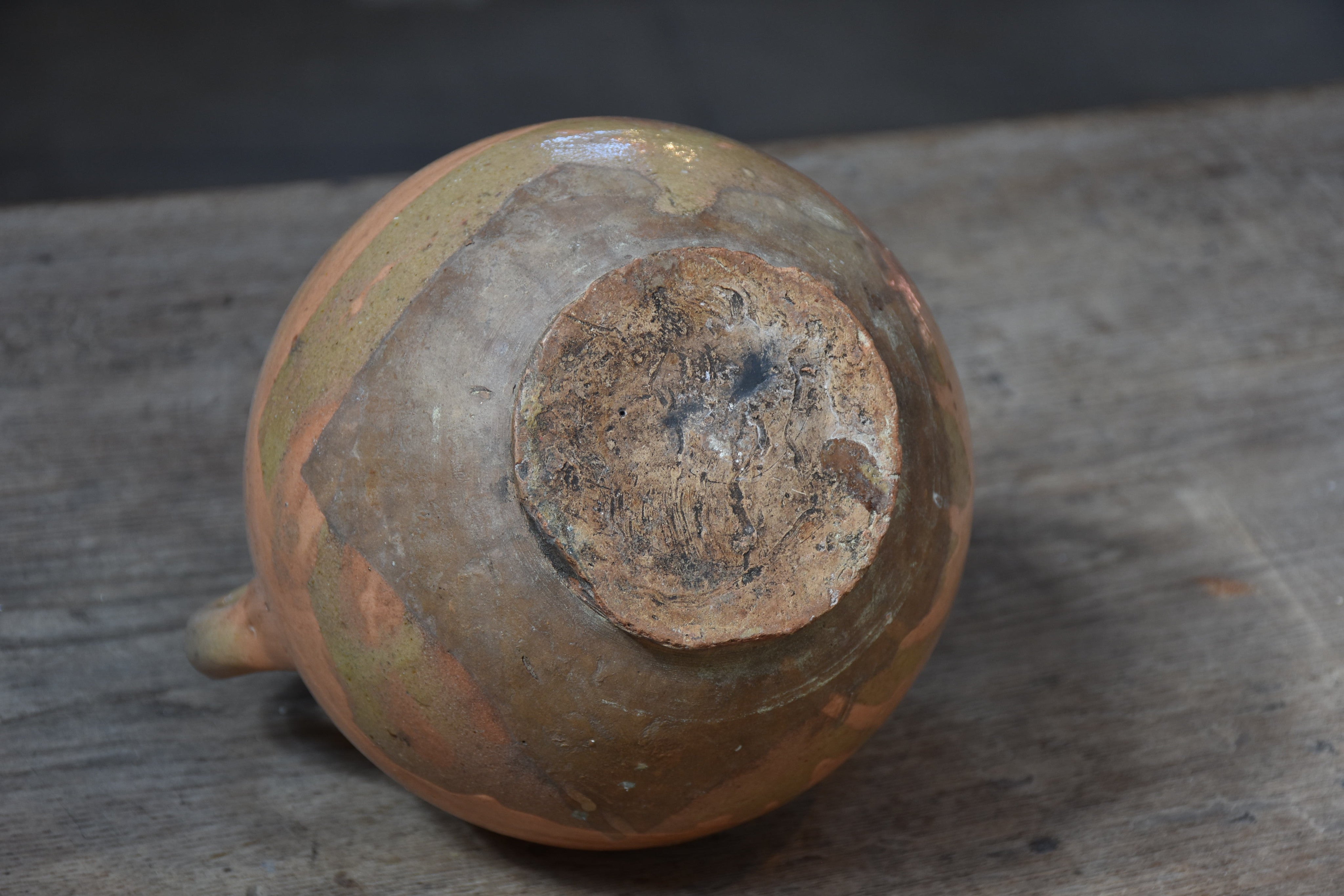 Water jug, ceramic ocher glaze, 19th-century, Uzès