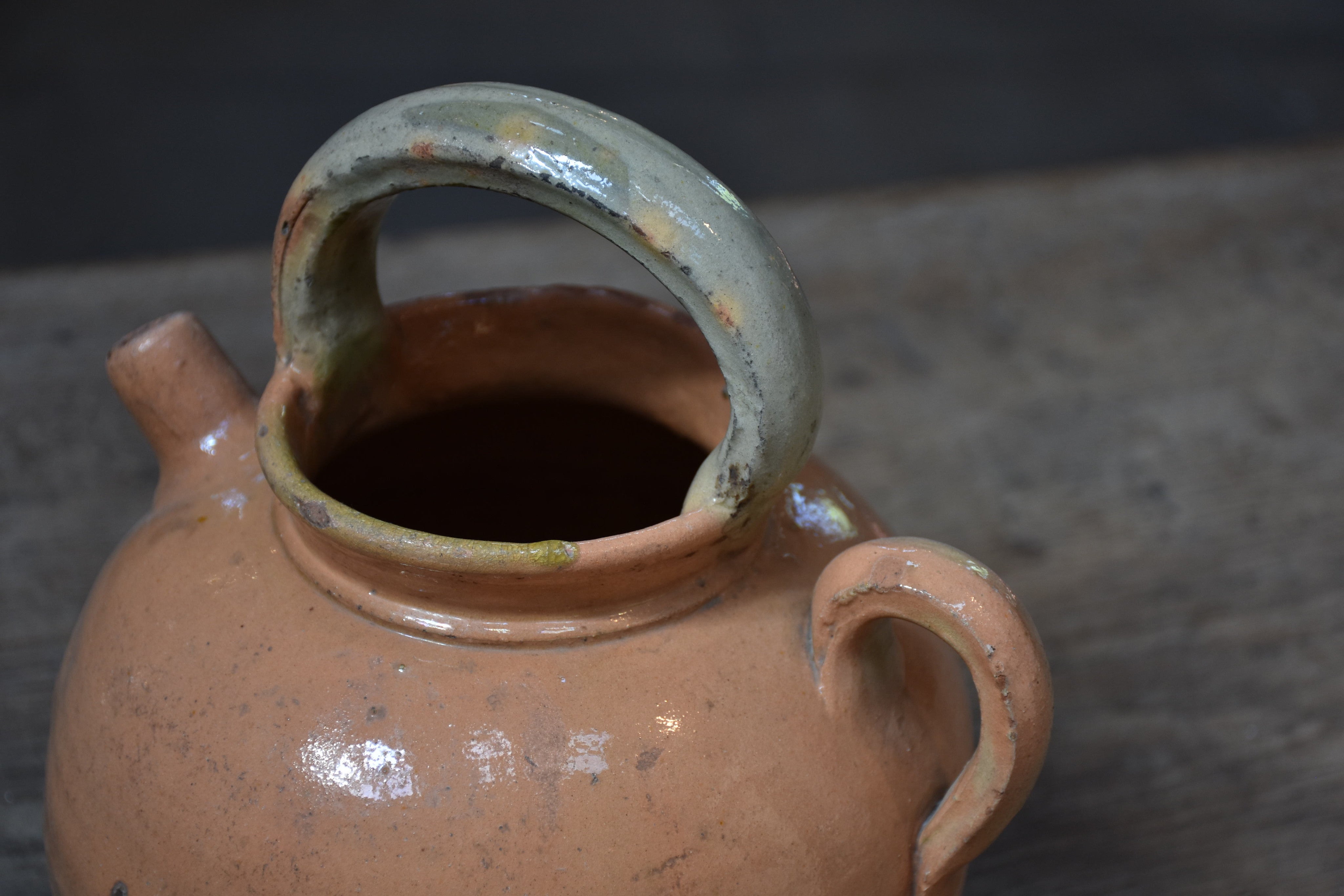 Water jug, ceramic ocher glaze, 19th-century, Uzès