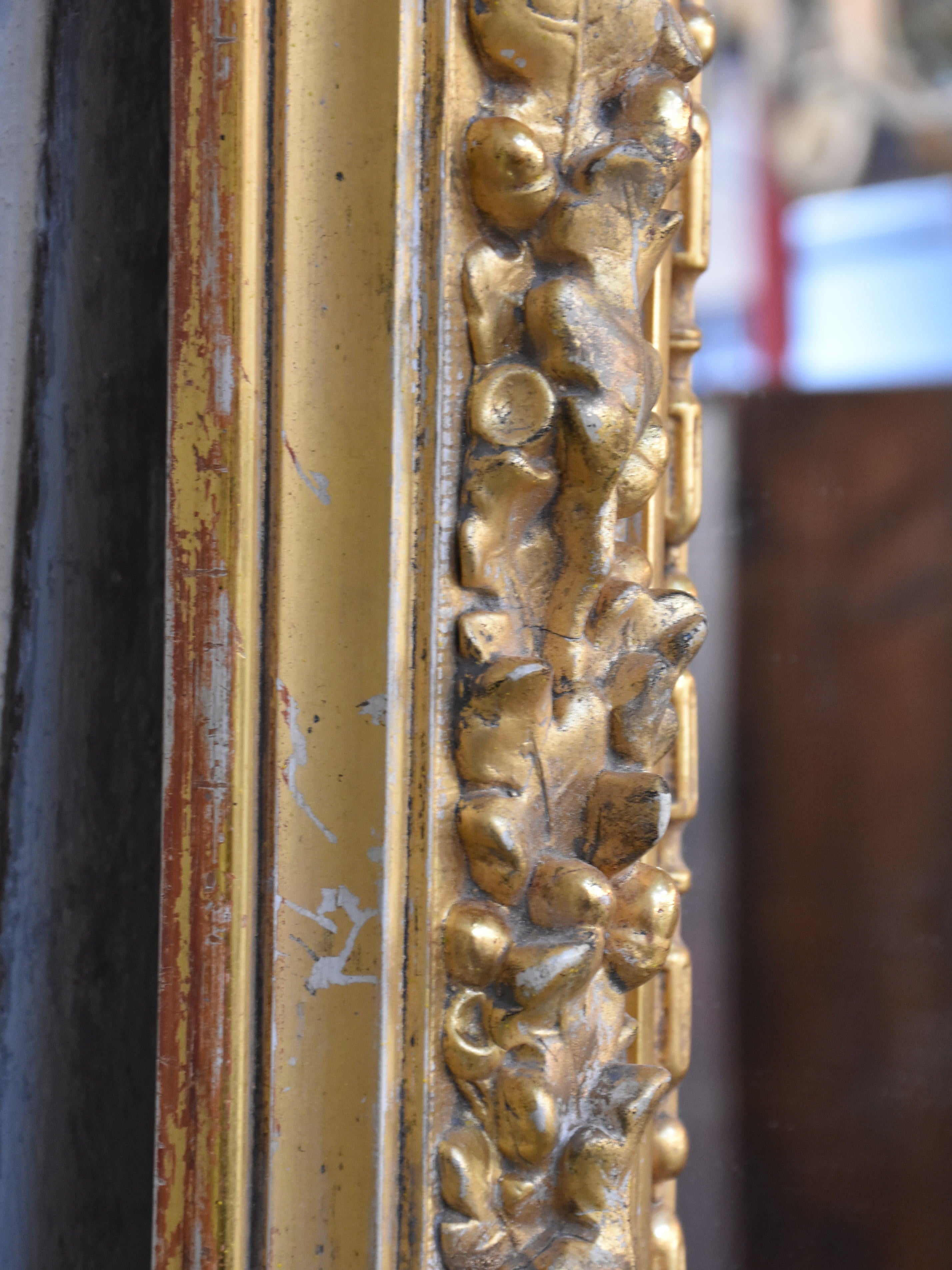 Mirror, large, gilded with decorative frame