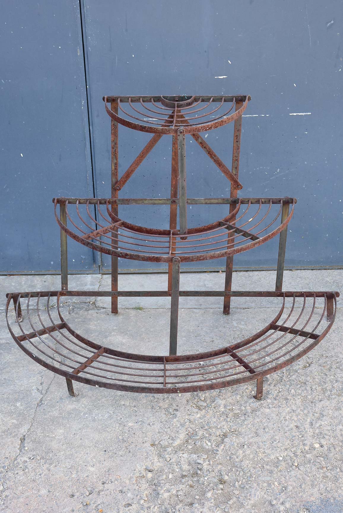 Mid century French plant stand - three tier semi-circle