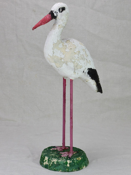 Vintage French garden sculpture of a stalk bird 20½"