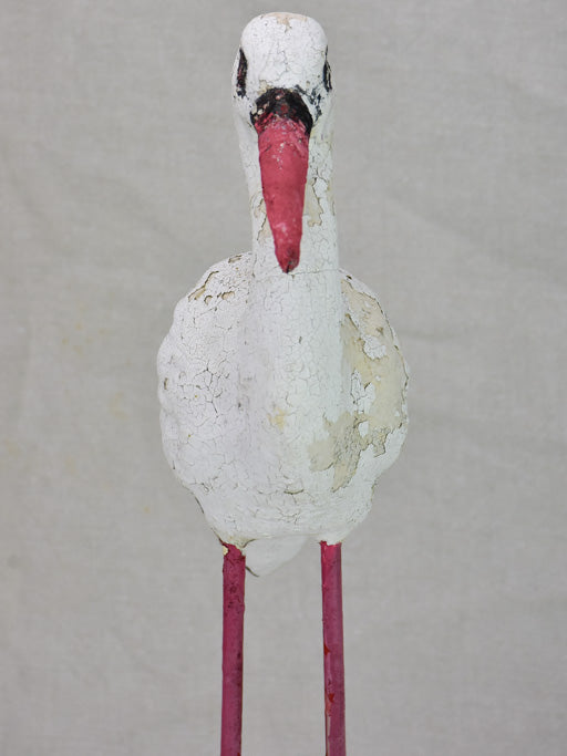 Vintage French garden sculpture of a stalk bird 20½"