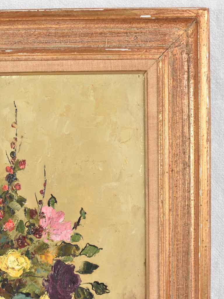 Antique French floral still life - R. Puget - 28¼" x 24¾"