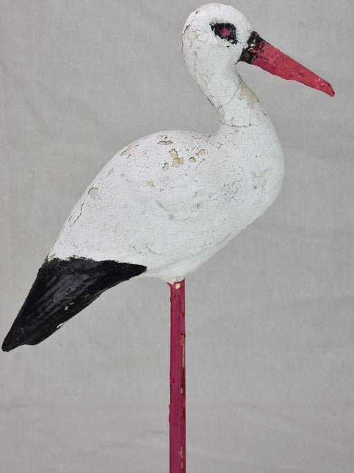 Vintage French garden sculpture of a stalk bird 20½"