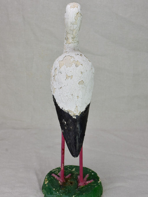 Vintage French garden sculpture of a stalk bird 20½"