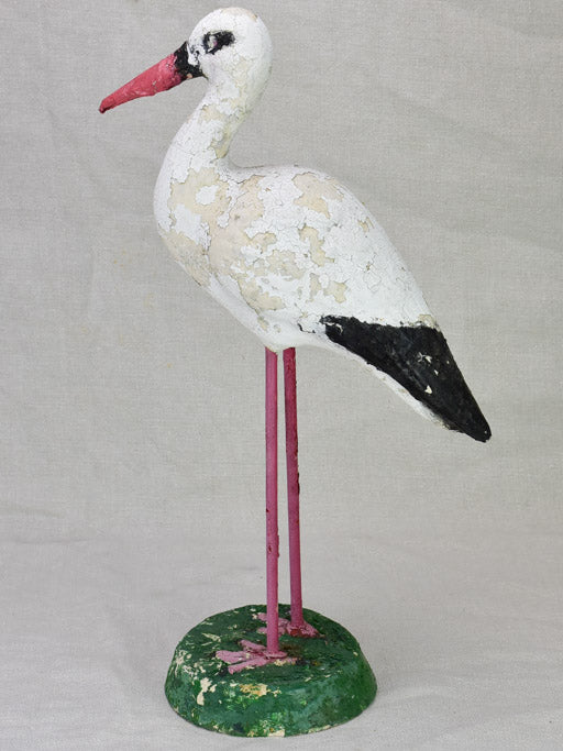 Vintage French garden sculpture of a stalk bird 20½"