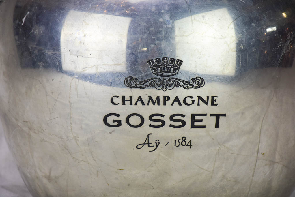 Exceptional antique French Champagne Gosset Champagne ice bucket 9½"