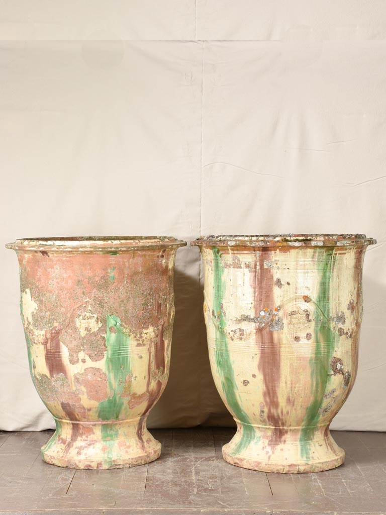 Pair of very large 19th century Boisset Anduze urns 39½"