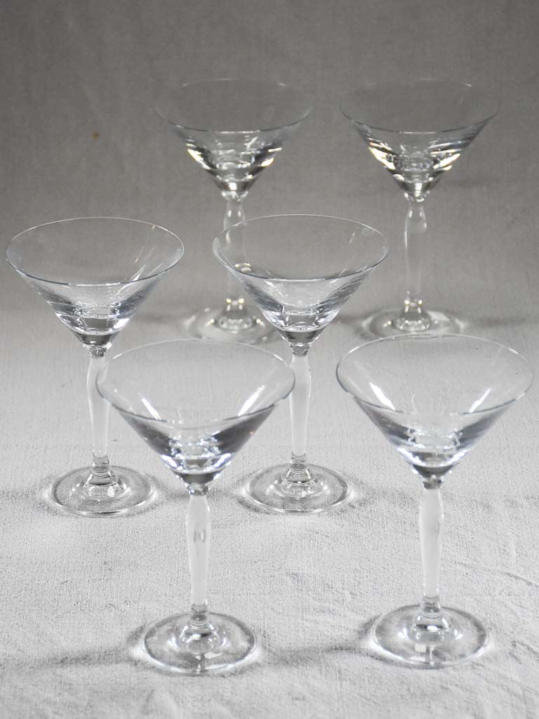 Six mid-century champagne cups / martini glasses