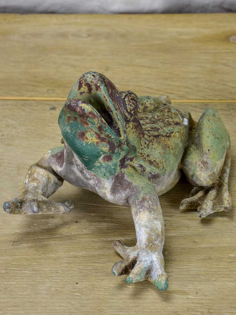 Antique French metal garden frog - 19th Century