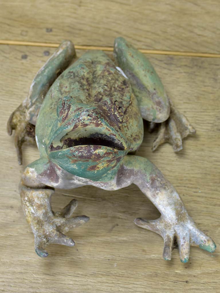 Antique French metal garden frog - 19th Century