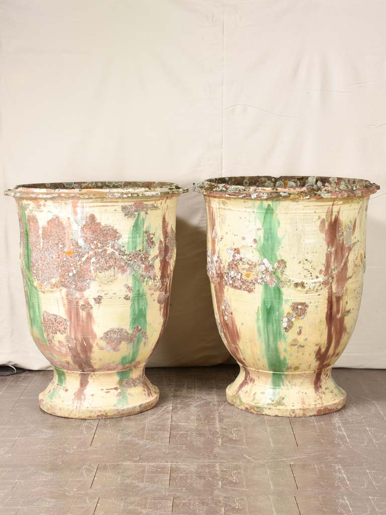 Pair of very large 19th century Boisset Anduze urns 39½"