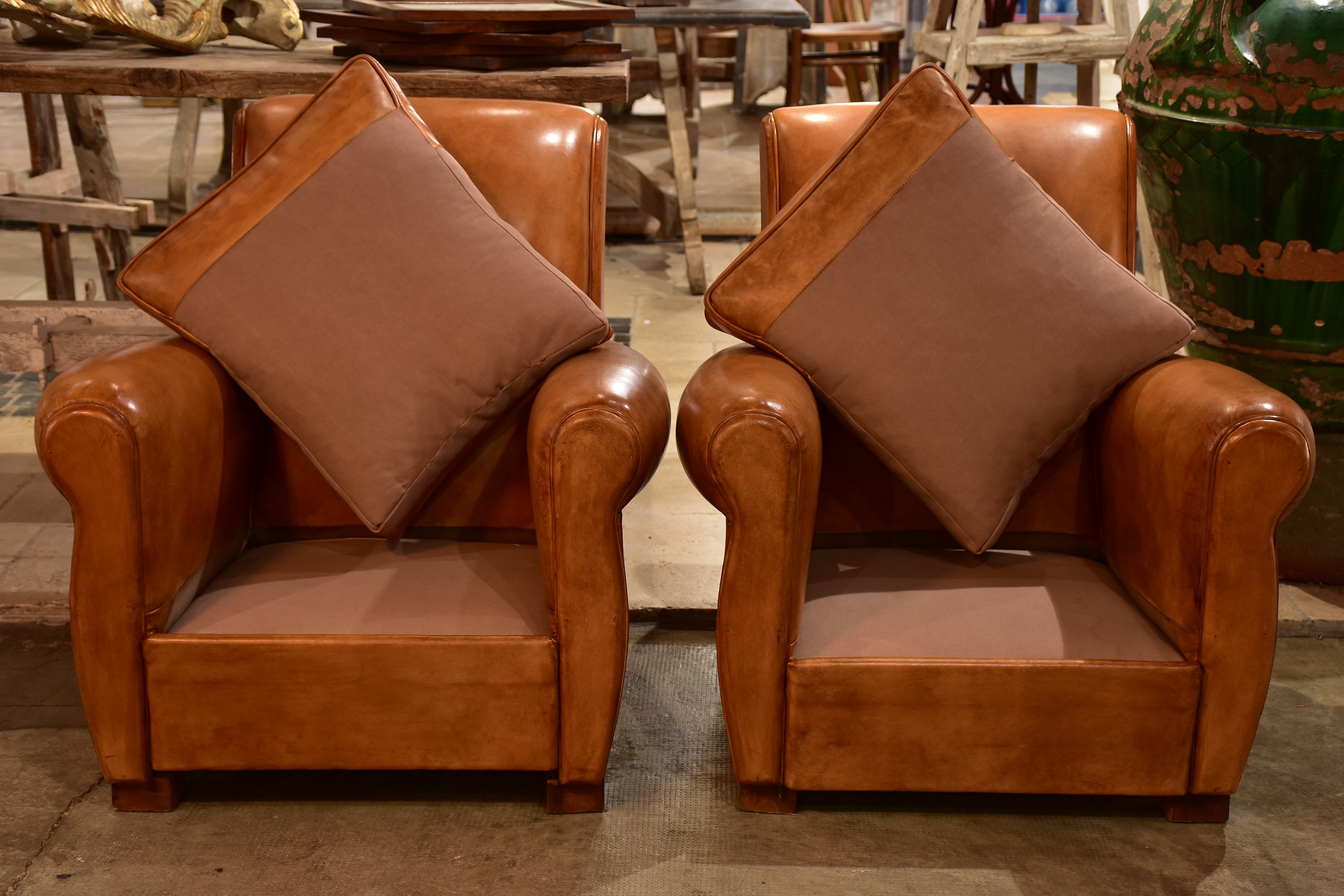 Pair of vintage leather club chairs