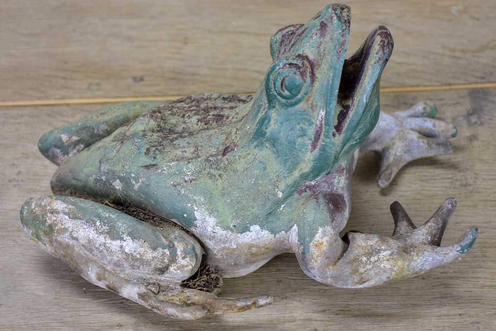 Antique French metal garden frog - 19th Century