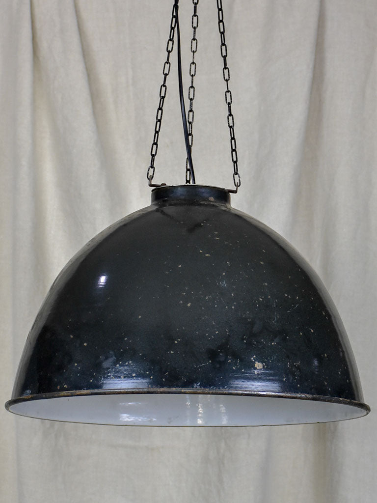 Pair of mid-century industrial suspension lights - enamel