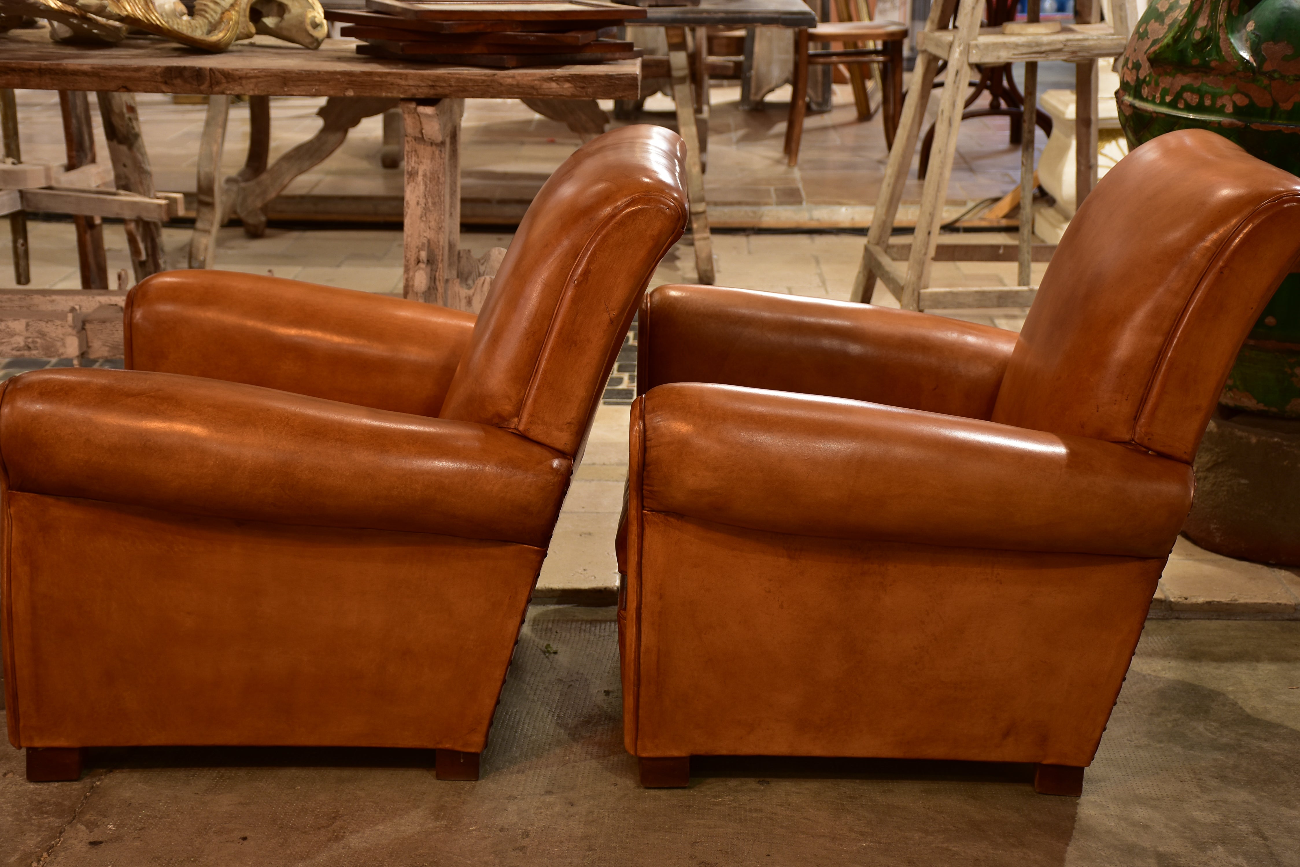 Pair of vintage leather club chairs