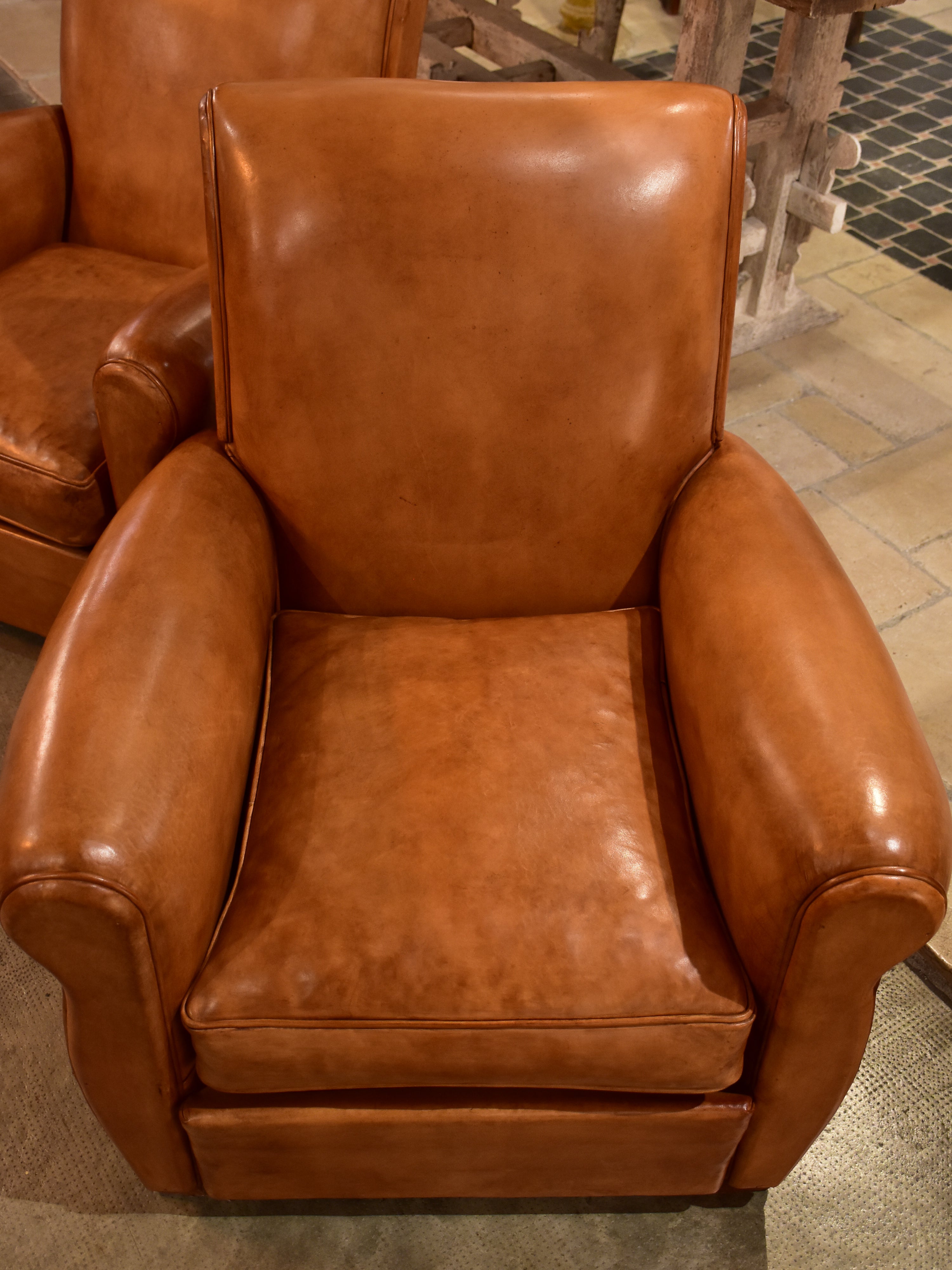 Pair of vintage leather club chairs