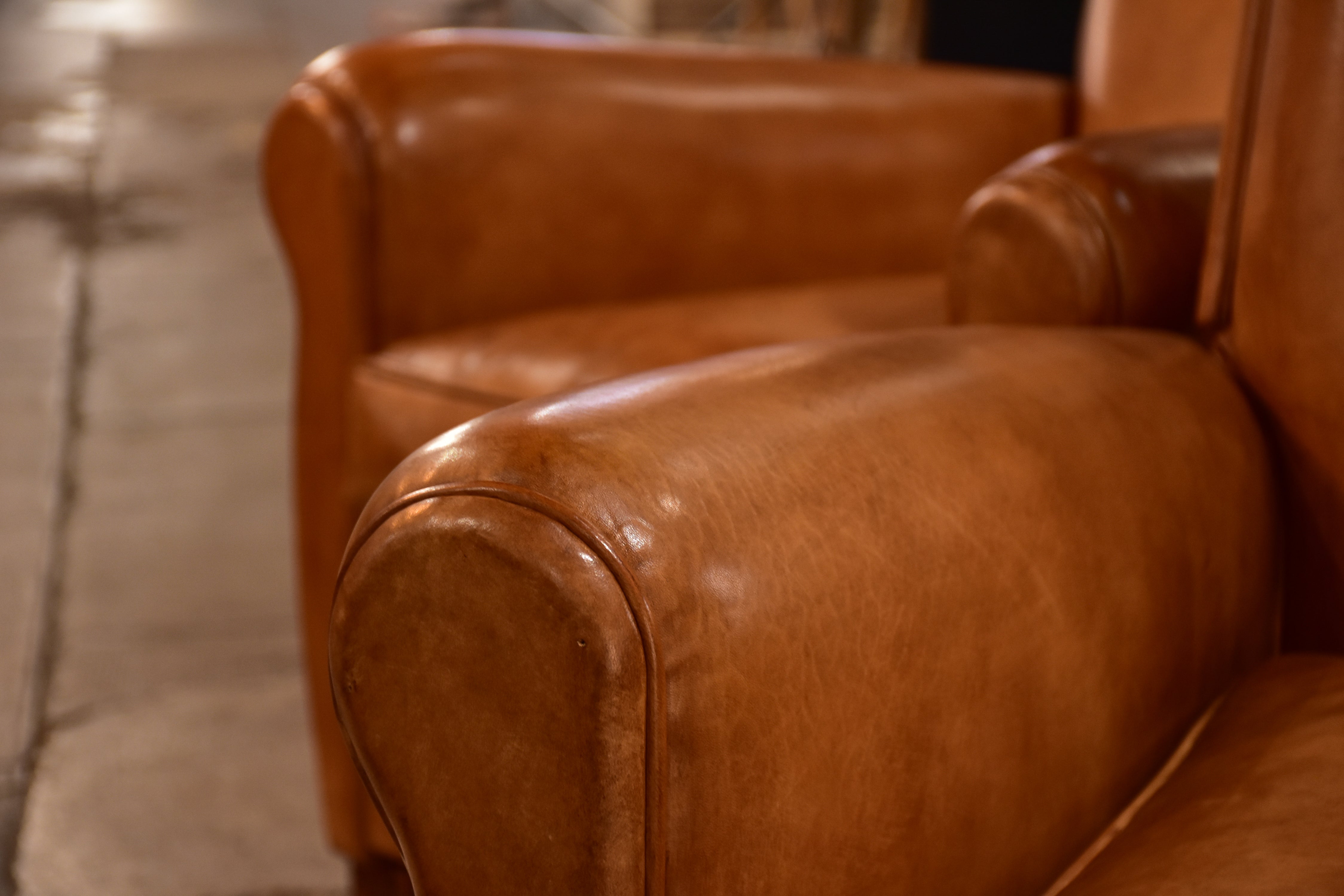 Pair of vintage leather club chairs