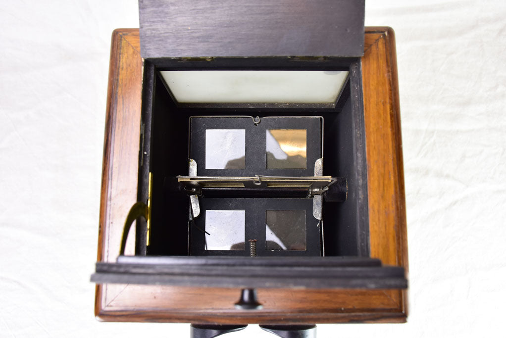 Early 20th century slide viewer box - Unis France Steroscopes Paris glass photos 18"