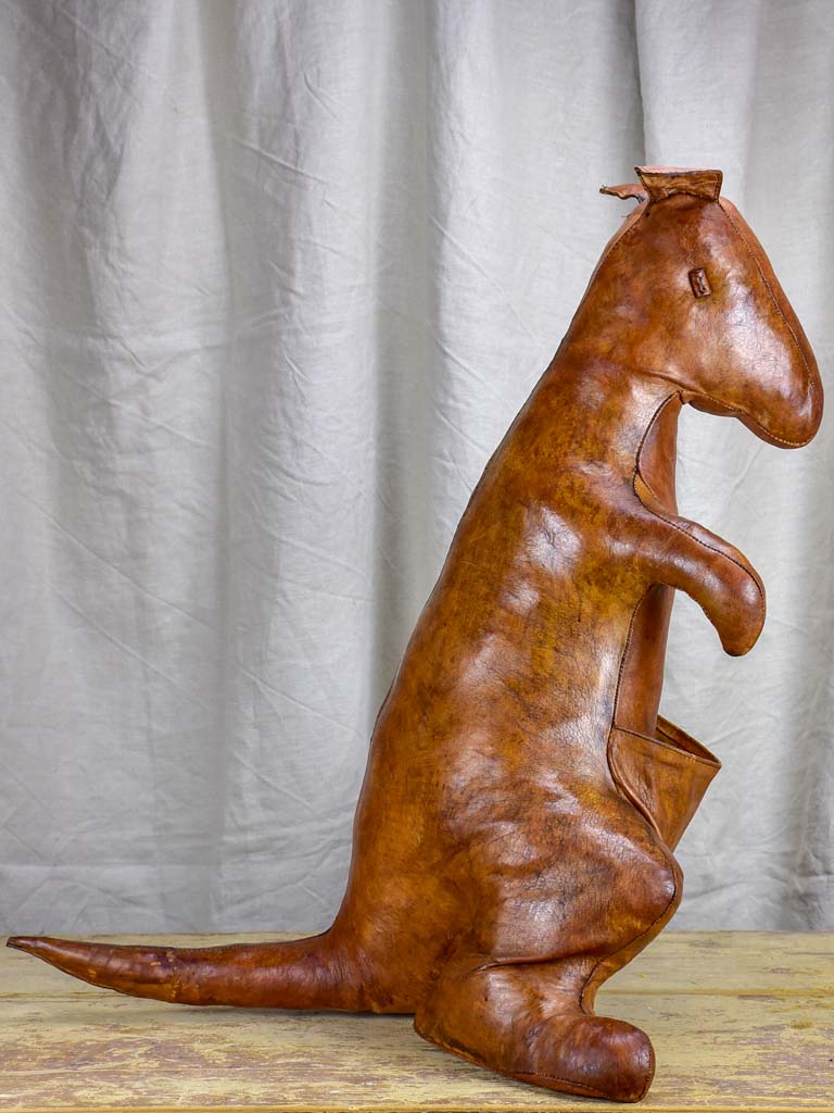 Magazine stand, kangaroo-shaped, leather (1960s)