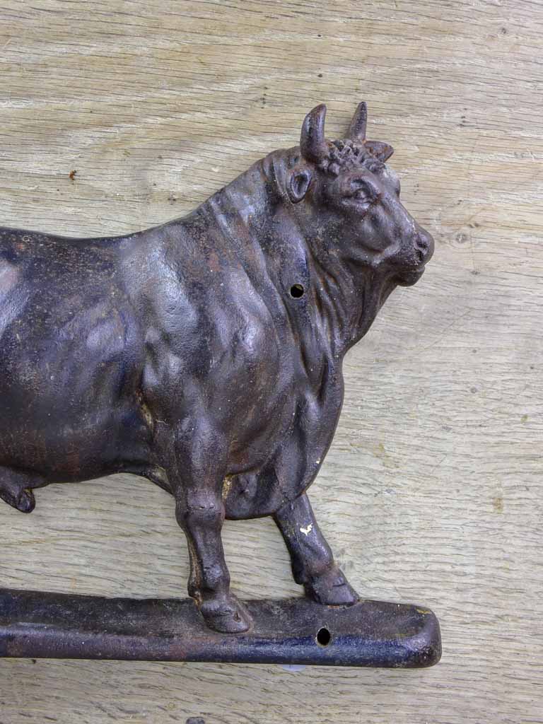 Antique French cast iron bull from a butcher's block