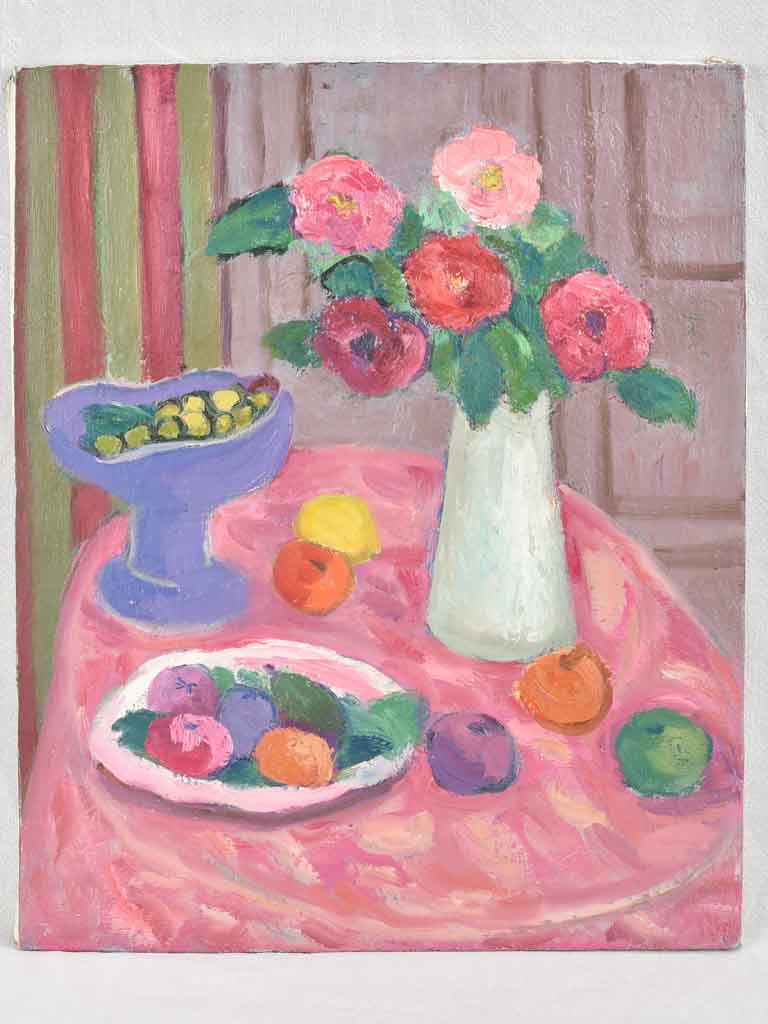 Still life - table w/ bouquet of camellias - Anna Costa 1960 - 24½" x 19¾"