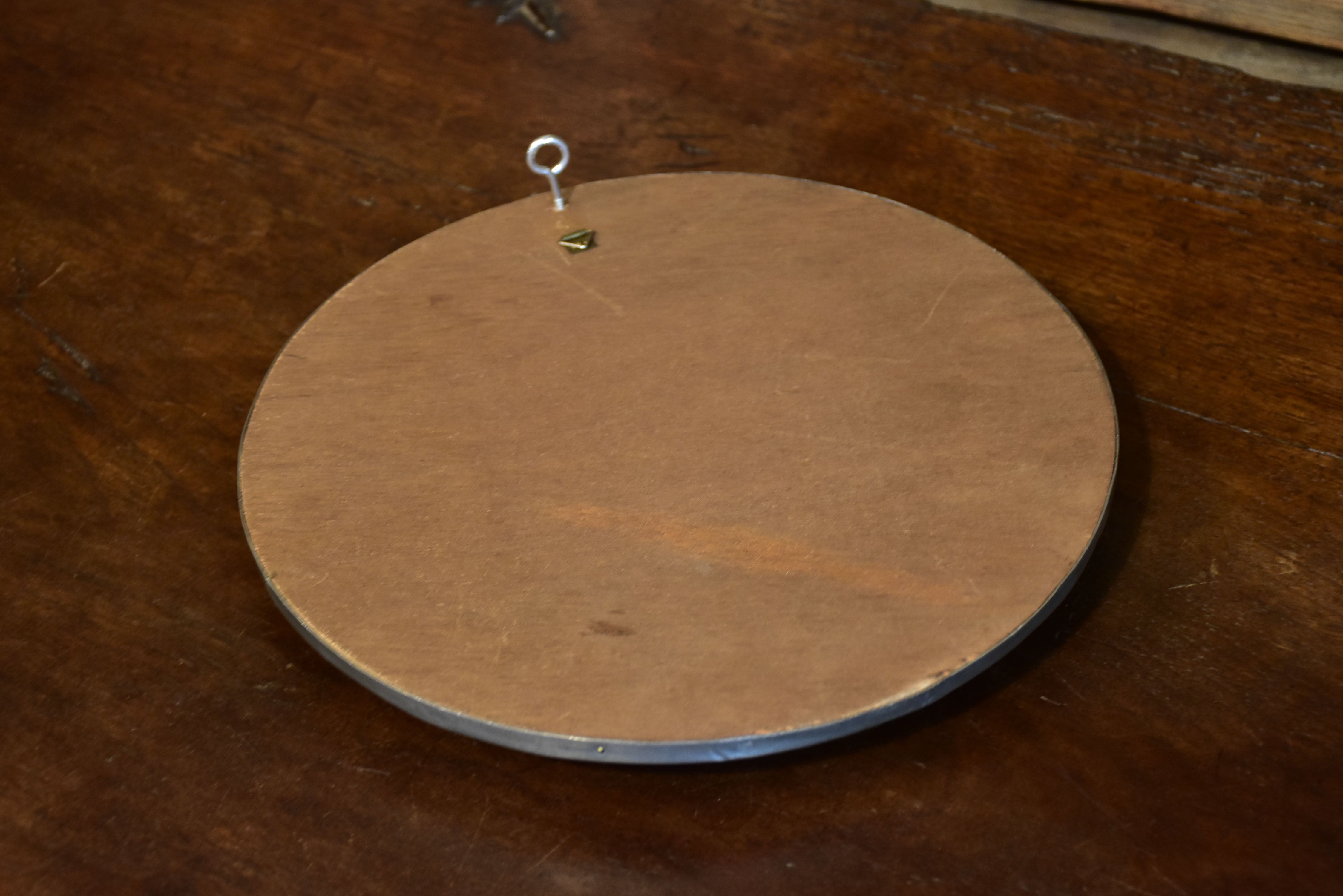 Small mid-century round mirror 11” diameter