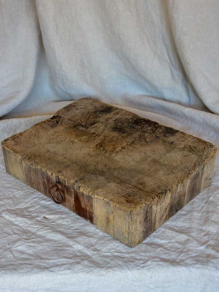 Salvaged antique French butcher's cutting block